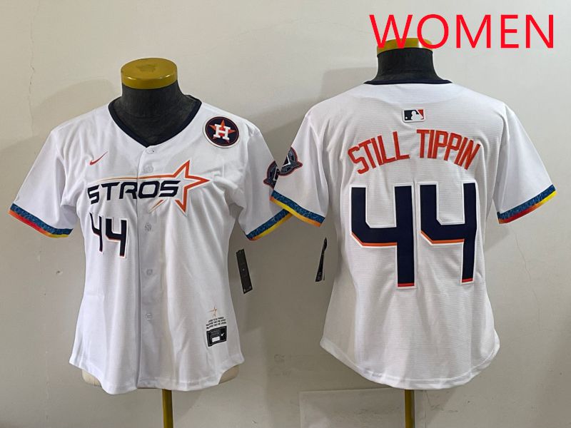 Women Houston Astros #44 Still Tippin White Four generations Joint Name 2025 Nike MLB Jersey style 6